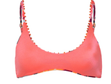 Coral Leafy Liberties Bikini Top