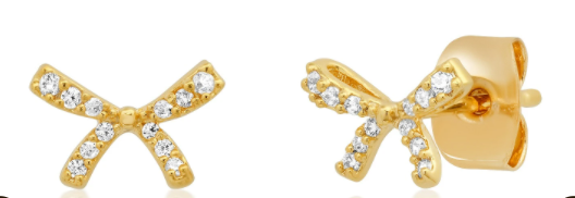 Pave CZ Gold Bows