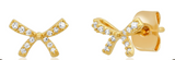 Pave CZ Gold Bows