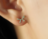 Pave CZ Gold Bows