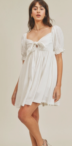 Front Ribbon Tie Mini Dress
