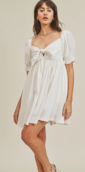 Front Ribbon Tie Mini Dress