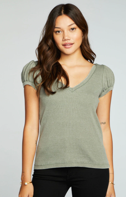 V Puff Sleeve Tee